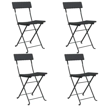 Chaises de bistrot pliantes lot de 4 Noir Résine tressée acier 2