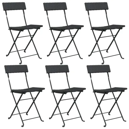 Chaises de bistrot pliantes lot de 6 Noir Résine tressée acier 2
