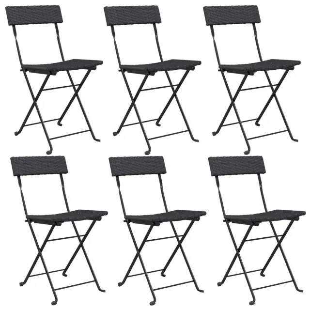 Chaises de bistrot pliantes lot de 6 Noir Résine tressée acier
