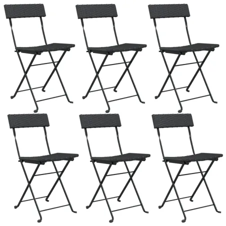 Chaises de bistrot pliantes lot de 6 Noir Résine tressée acier