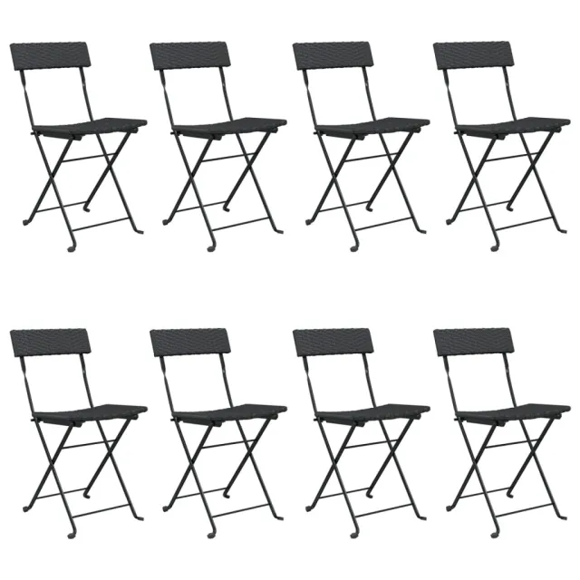 Chaises de bistrot pliantes lot de 8 Noir Résine tressée acier