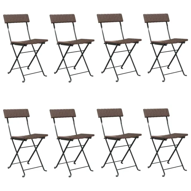 Chaises de bistrot pliantes lot de 8 Résine tressée et acier