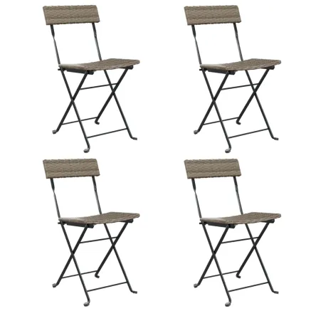 Chaises de bistrot pliantes lot de 4 Gris Résine tressée acier 2