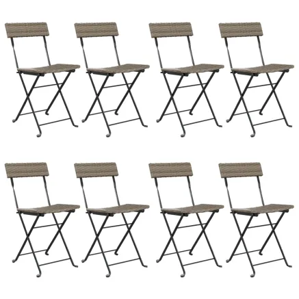 Chaises de bistrot pliantes lot de 8 Gris Résine tressée acier 2
