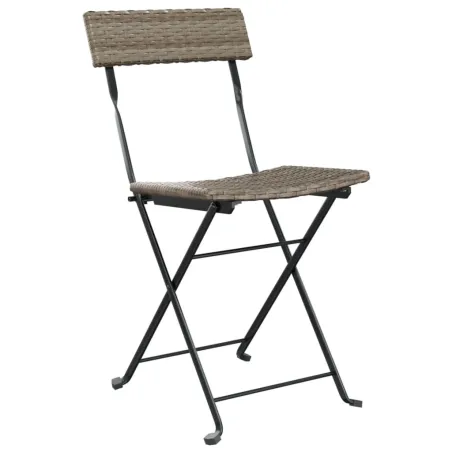 Chaises de bistrot pliantes lot de 8 Gris Résine tressée acier