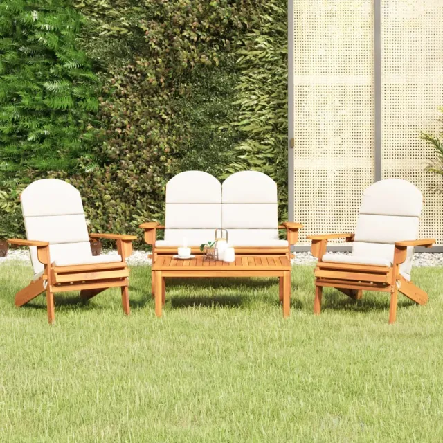Ensemble de salon de jardin Adirondack 4 pcs bois acacia solide