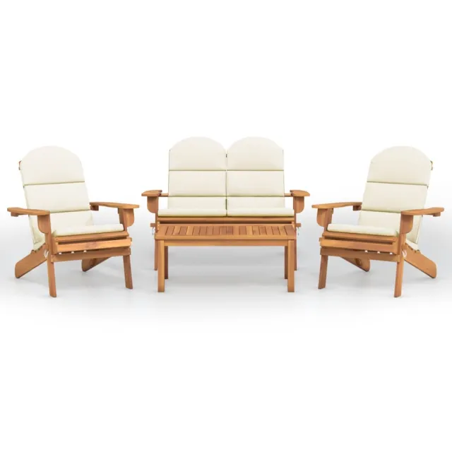 Ensemble de salon de jardin Adirondack 4 pcs bois acacia solide