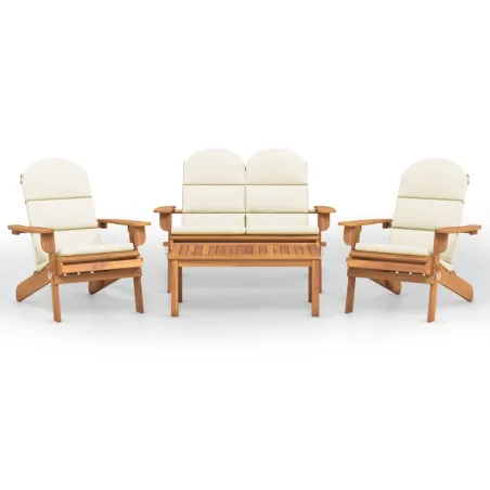 Ensemble de salon de jardin Adirondack 4 pcs bois acacia solide