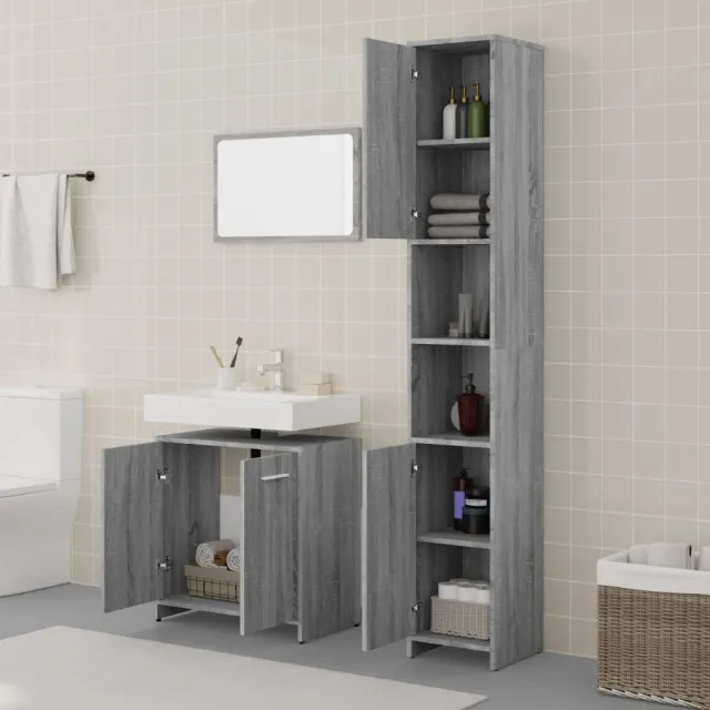 Ensemble de meubles de salle de bain 3 pcs Sonoma gris