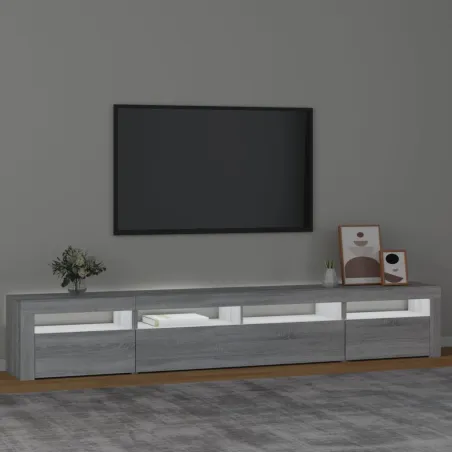 Meuble TV avec lumières LED Sonoma gris 240x35x40 cm