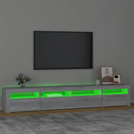 Meuble TV avec lumières LED Sonoma gris 240x35x40 cm