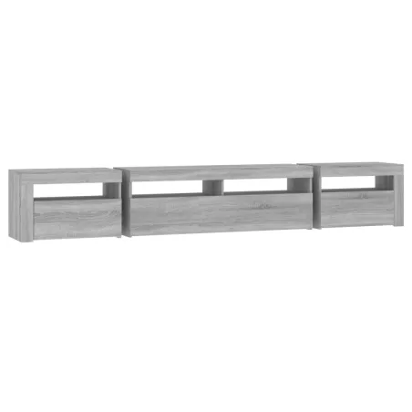 Meuble TV avec lumières LED Sonoma gris 240x35x40 cm