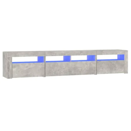 Meuble TV avec lumières LED Gris béton 210x35x40 cm
