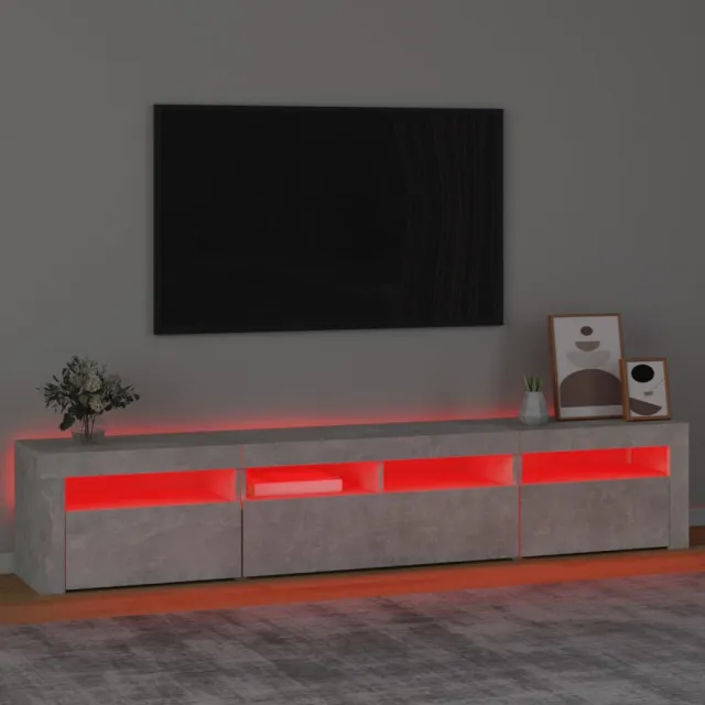 Meuble TV avec lumières LED Gris béton 210x35x40 cm