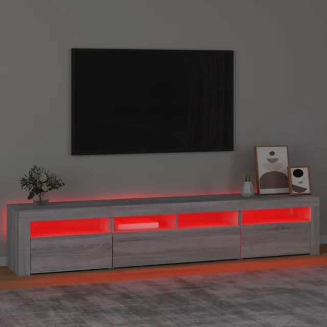 Meuble TV avec lumières LED Sonoma gris 210x35x40 cm