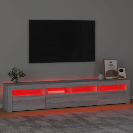 Meuble TV avec lumières LED Sonoma gris 210x35x40 cm