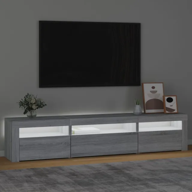 Meuble TV avec lumières LED Sonoma gris 195x35x40 cm