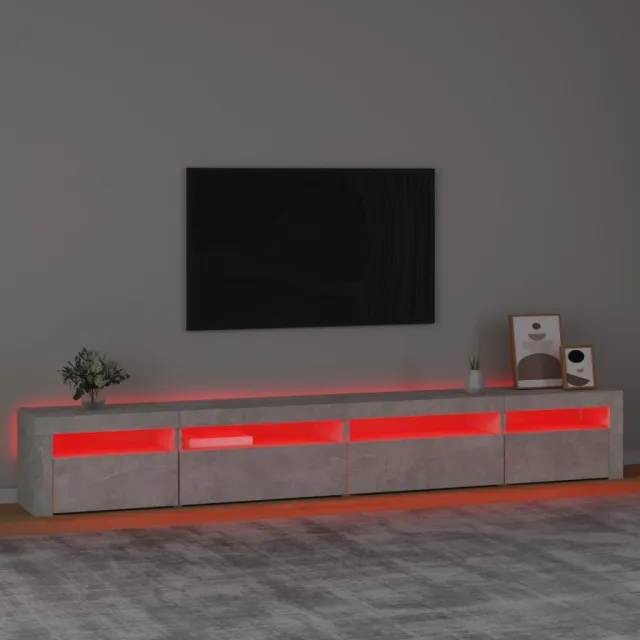 Meuble TV avec lumières LED Gris béton 270x35x40 cm