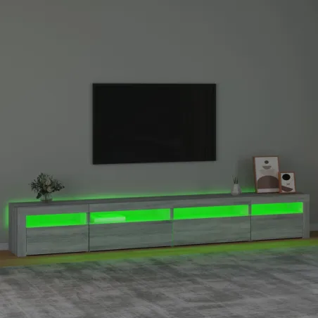 Meuble TV avec lumières LED Sonoma gris 270x35x40 cm