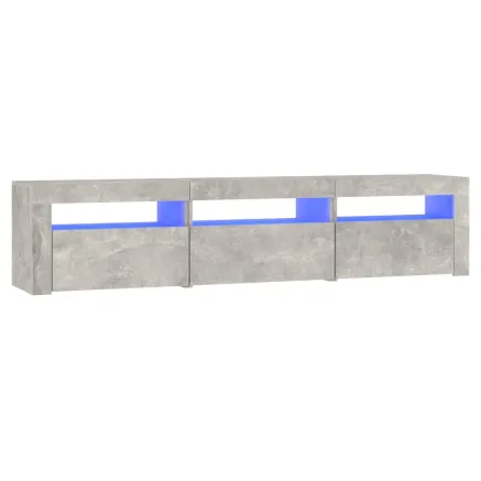 Meuble TV avec lumières LED Gris béton 180x35x40 cm 2