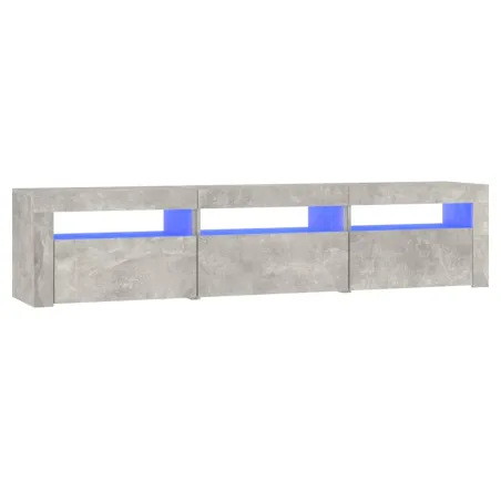 Meuble TV avec lumières LED Gris béton 180x35x40 cm
