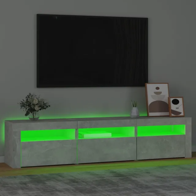 Meuble TV avec lumières LED Gris béton 180x35x40 cm