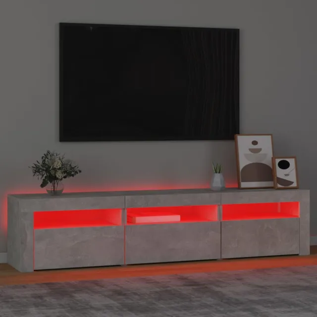 Meuble TV avec lumières LED Gris béton 180x35x40 cm