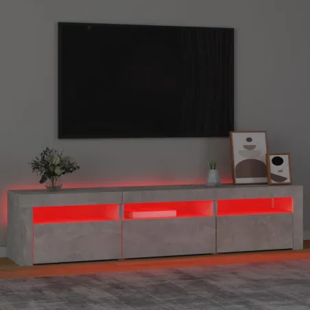 Meuble TV avec lumières LED Gris béton 180x35x40 cm