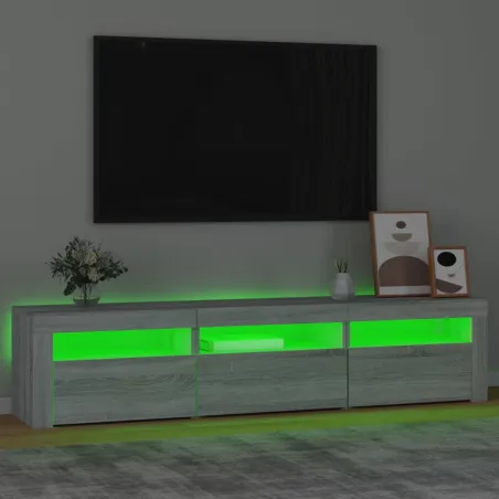 Meuble TV avec lumières LED Sonoma gris 180x35x40 cm