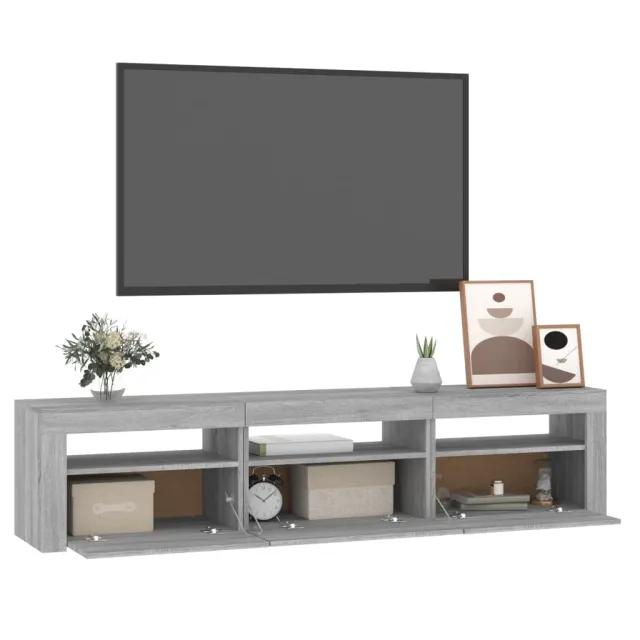 Meuble TV avec lumières LED Sonoma gris 180x35x40 cm