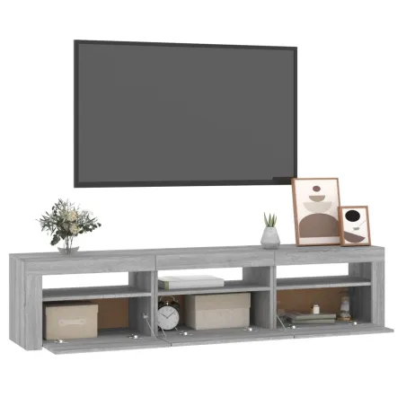 Meuble TV avec lumières LED Sonoma gris 180x35x40 cm