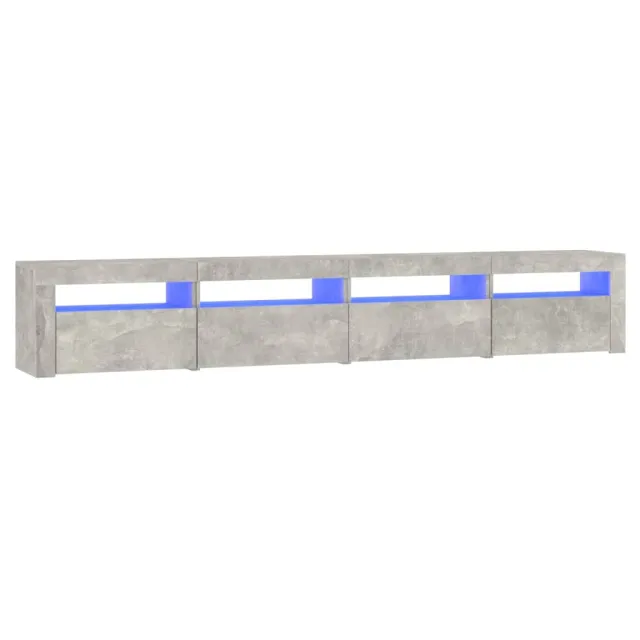 Meuble TV avec lumières LED Gris béton 240x35x40 cm
