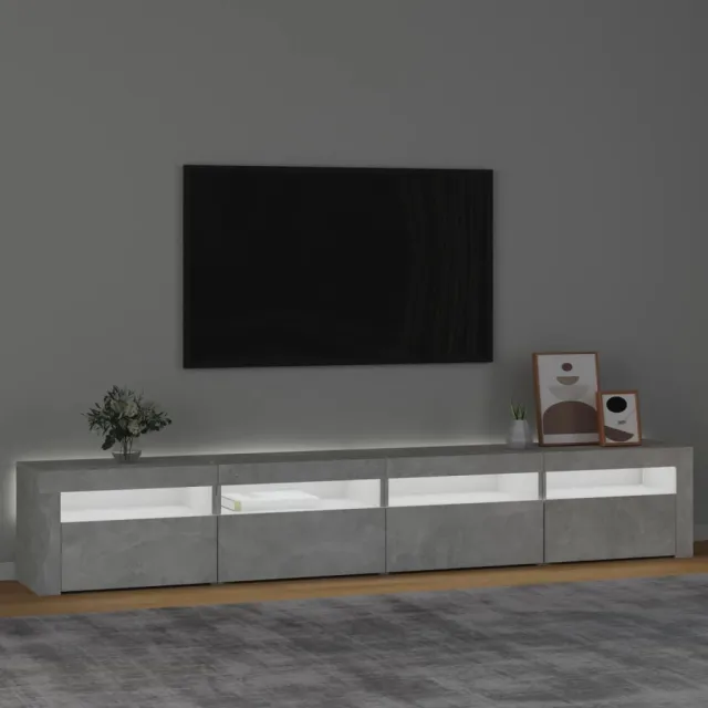 Meuble TV avec lumières LED Gris béton 240x35x40 cm