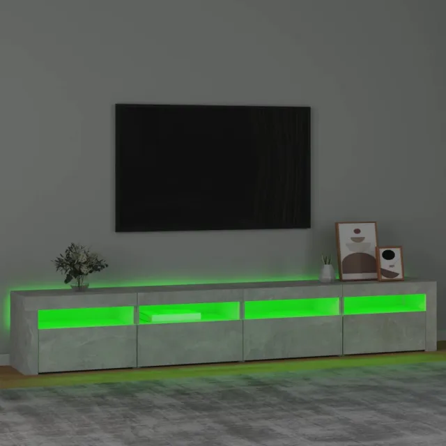 Meuble TV avec lumières LED Gris béton 240x35x40 cm