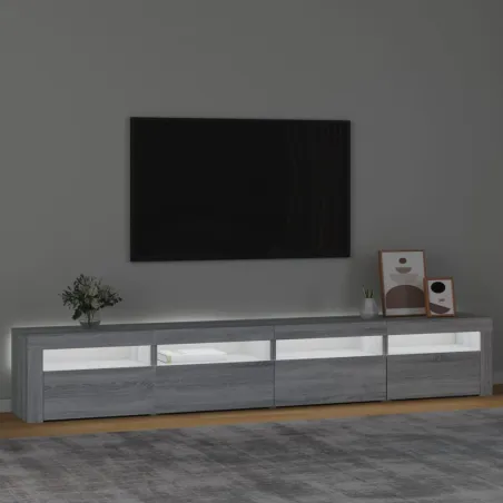 Meuble TV avec lumières LED Sonoma gris 240x35x40 cm