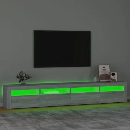 Meuble TV avec lumières LED Sonoma gris 240x35x40 cm