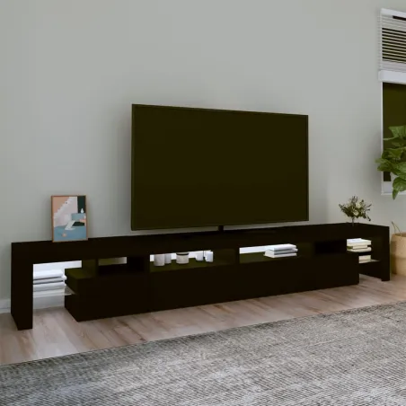 Meuble TV avec lumières LED Noir 260x36,5x40 cm