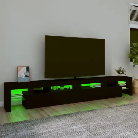 Meuble TV avec lumières LED Noir 260x36,5x40 cm