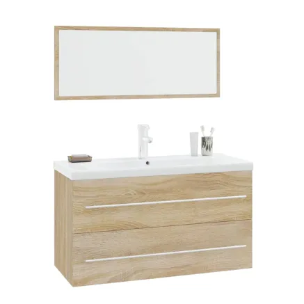 Ensemble de meubles de salle de bain 3 pcs Chêne sonoma 2