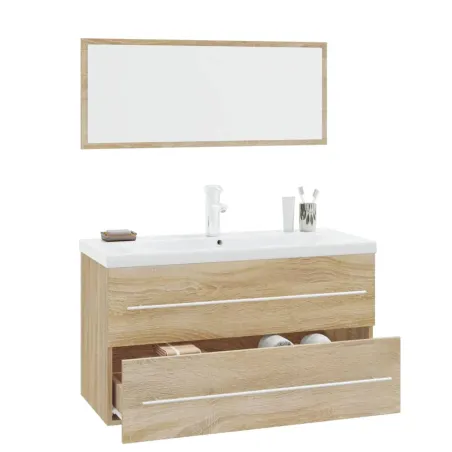 Ensemble de meubles de salle de bain 3 pcs Chêne sonoma