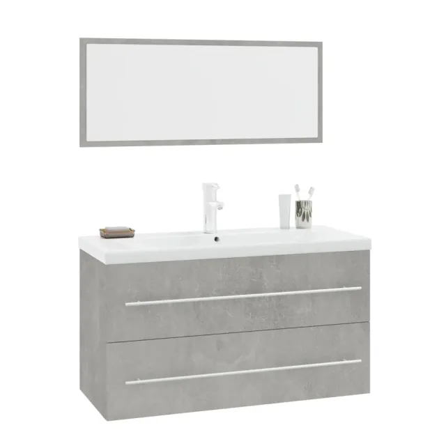 Ensemble de meubles de salle de bain 3 pcs Gris béton