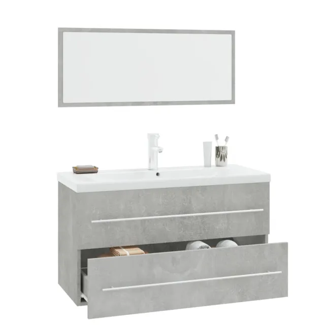 Ensemble de meubles de salle de bain 3 pcs Gris béton