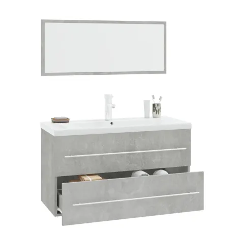 Ensemble de meubles de salle de bain 3 pcs Gris béton