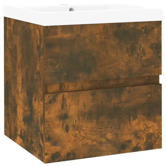 Meuble lavabo avec bassin intégré Chêne fumé Bois d'ingénierie