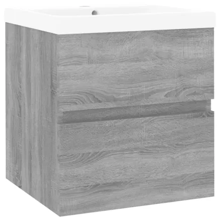 Meuble lavabo avec bassin intégré Sonoma gris Bois d'ingénierie 2