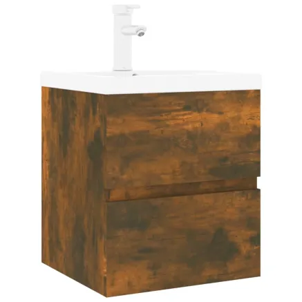 Meuble lavabo avec bassin intégré Chêne fumé Bois d'ingénierie 2