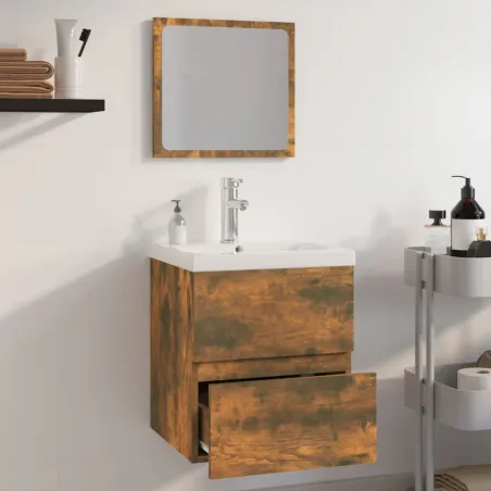 Meubles de salle de bain Chêne fumé Bois d'ingénierie