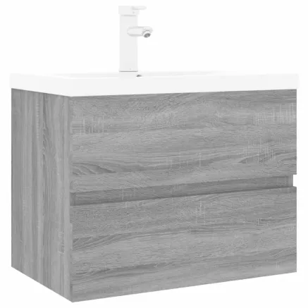 Meuble lavabo avec bassin intégré Sonoma gris Bois d'ingénierie 2