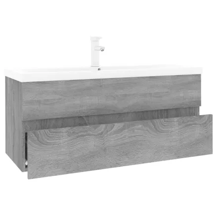 Meuble lavabo avec bassin intégré Sonoma gris Bois d'ingénierie 2