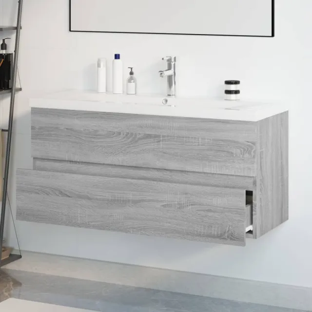 Meuble lavabo avec bassin intégré Sonoma gris Bois d'ingénierie